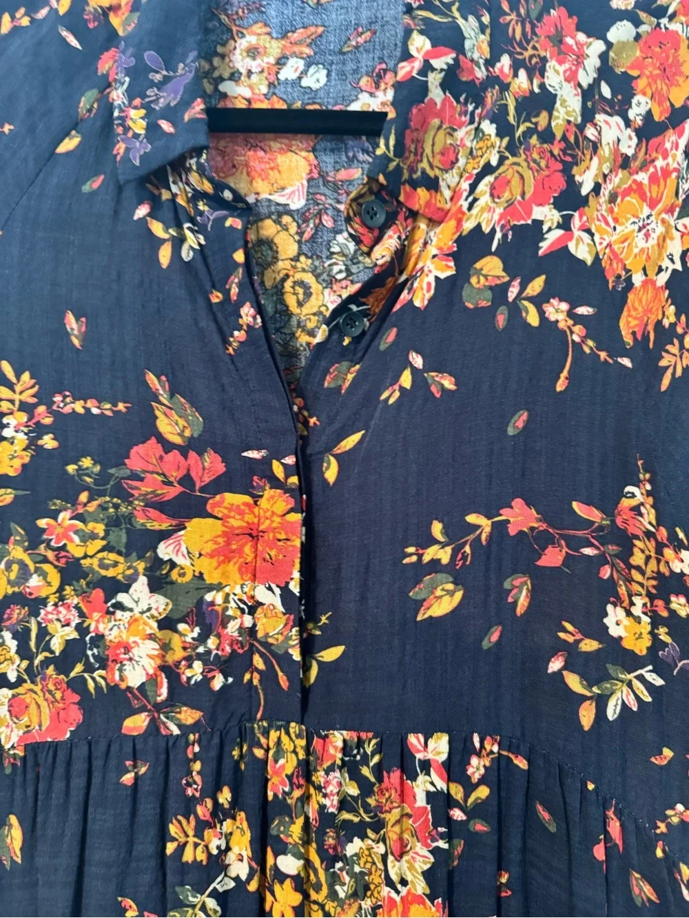 NATURAL LIFE Navy Maxi Dress with Orange, red and Yellow Floral Print - Picture 3 of 6